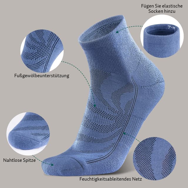 Thumbnail 2 de Natugloe 8 Paar Quarter Sportsocken aus Baumwolle