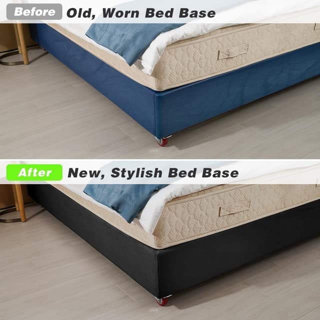 Detalle de DUJUIKE mantovana in velluto riccio per divano letto, coprigiroletto elasticizzato (larghezza letto singolo 90–100 cm) – nero