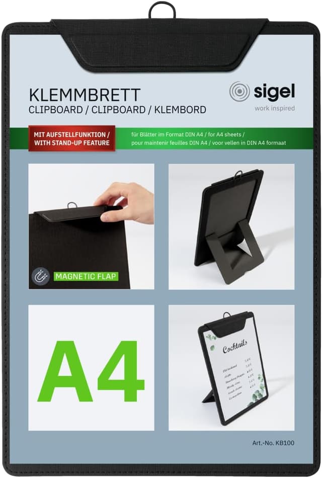 Detalle de Klemmbrett A4 SIGEL KB100 mit Aufstellfunktion