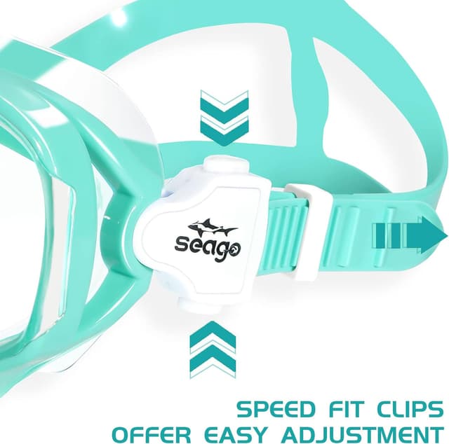 Detalle 1 de Seago Kids Swim Goggles Snorkel Diving Mask (Ages 5–15) with Anti-Fog 180° Clear View