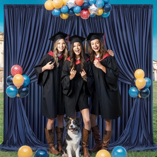 Detalle 2 de Htper Hintergrundvorhang marineblau, 3 x 3 m (Polyester) für Party, Hochzeit, Geburtstag & Fotos