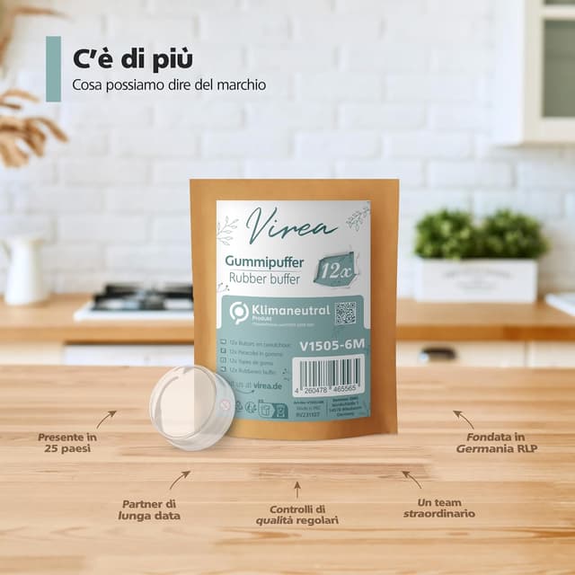 Thumbnail 6 de Virea set di paracolpi autoadesivi trasparenti per porte e superfici in gomma, 21 x 6 mm (12 pezzi)