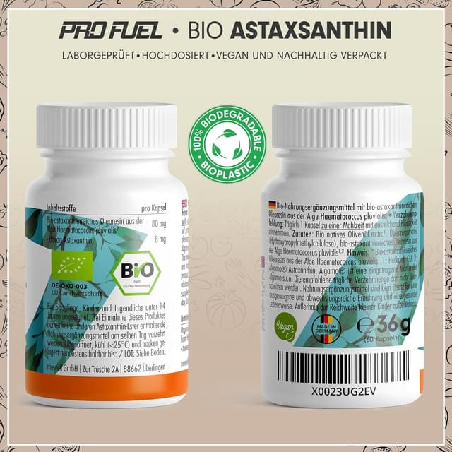 Detalle 2 de BIO Astaxanthin-Kapseln 60x hochdosiert 8 mg pro Kapsel