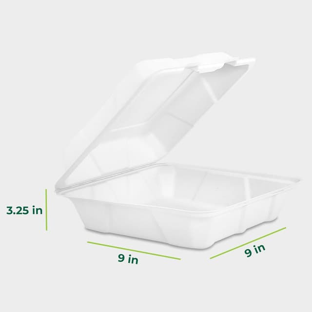 Detalle de Freshware Compostable 9x9" Clamshell Take Out Food Containers (50-Pack)