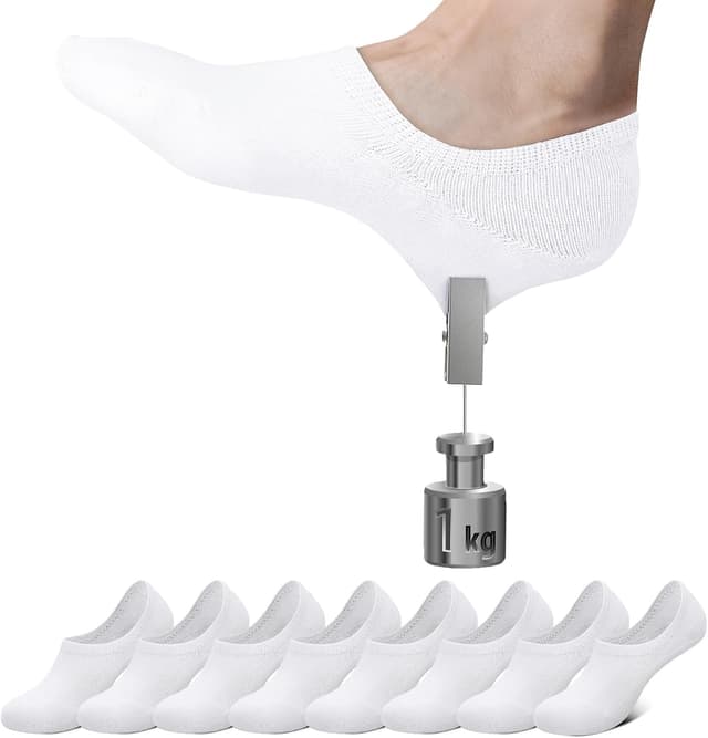 Detalle de Falechay Sneaker Socken Füßlinge, 8 Paar No-Show, weich & atmungsaktiv (Schwarz/Weiß/Grau/Hautfarbe) – Größen 35–46