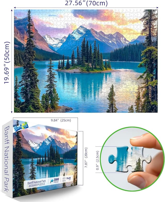 Detalle 2 de Blueforest Moraine Lake 1000-Piece Jigsaw Puzzle (Banff National Park) for Adults, 27.5x19.7 in