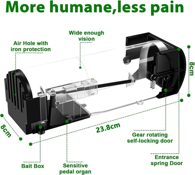 Detalle 2 de 4-Pack humane live mouse traps for indoors and outdoors (touchless release) with cleaning brushes
