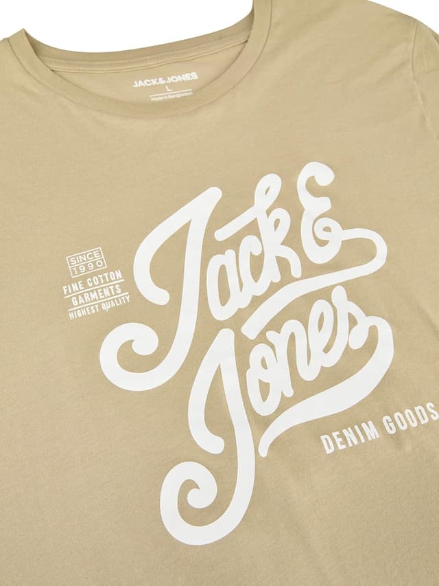 Detalle de JACK & JONES Regular-Fit T-Shirt JJLINO im 4er-Pack für Herren (Rundhals, kurzarm, mit Print)