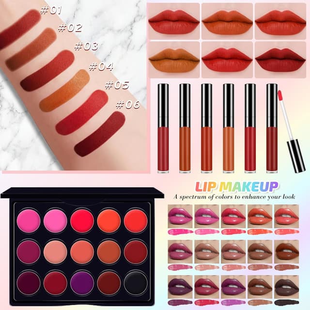 Detalle de Muiefe Set Trucchi con Trousse Trucchi: kit completo con palette, occhi, labbra e accessori