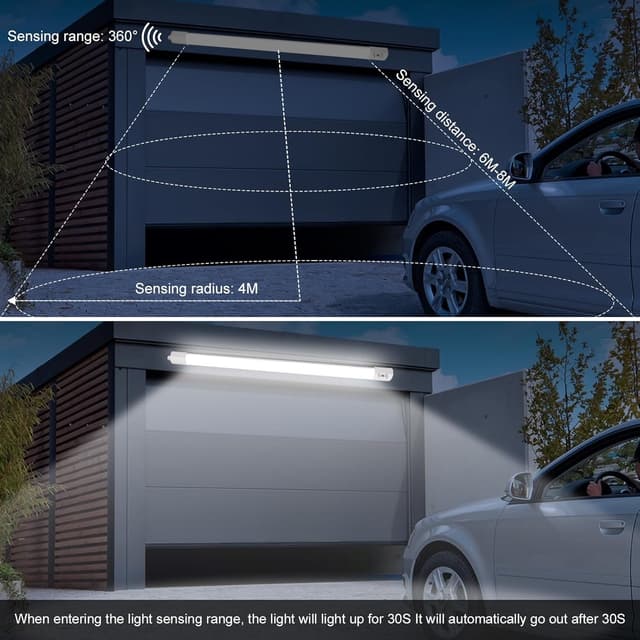 Detalle de LEOEU 2er Set 45W LED Feuchtraumleuchte mit Bewegungsmelder (IP65, 4.000K) – 150 cm, 4.950 lm