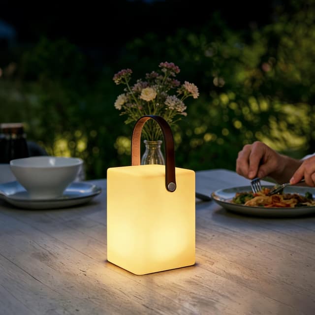 Detalle 2 de MALUX Akku LED Outdoor-Tischlampe mit Fernbedienung