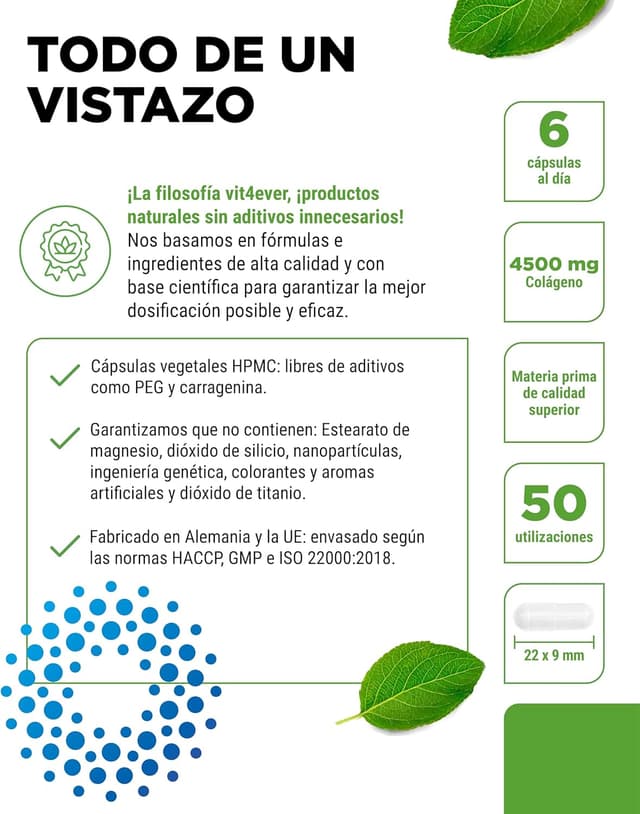 Detalle 2 de Colágeno 300 Cápsulas 💊 4500mg Péptidos Bioactivos Vitaminas