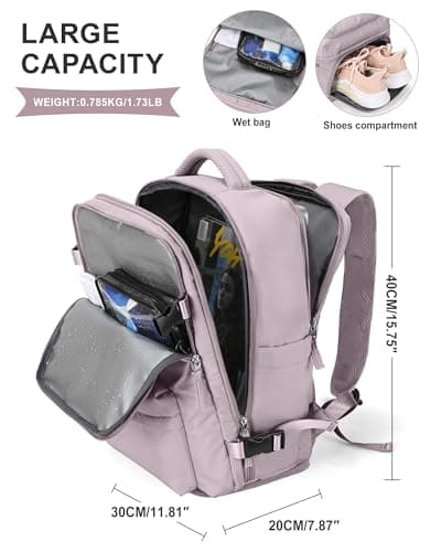 Detalle de SZLX Mochila de viaje cabina 40x30x20 para mujer y portátil, impermeable y con apertura 180°