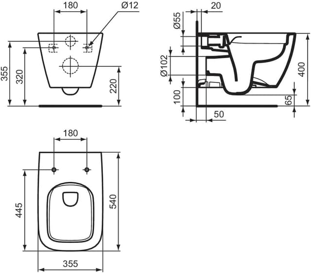 Thumbnail 4 de Ideal Standard i.life B Jarrón Colgante RimLS+ con Fijaciones ⚪