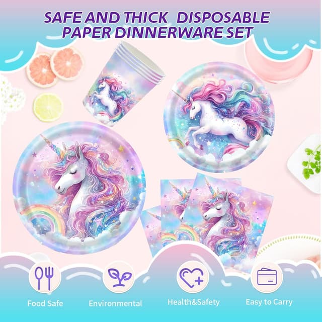 Thumbnail 2 de CANCJ Einhorn Partygeschirr Set 50-teilig