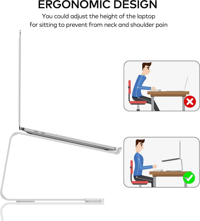 Detalle de Auvo ALS01 aluminium laptop stand for 10–15.6 inch laptops (silver)