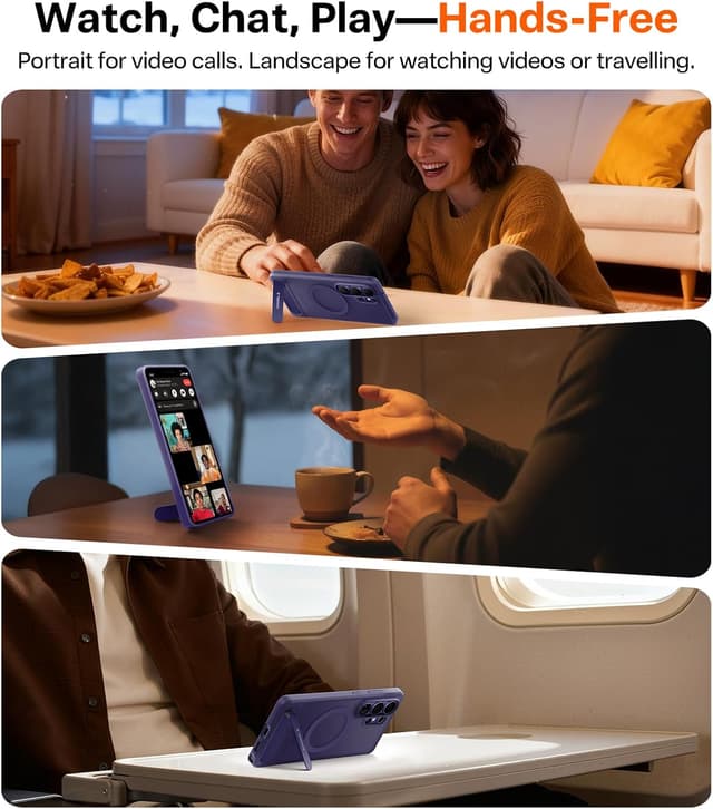 Detalle 2 de TORRAS Ostand L1 MagSafe-compatible case with stand for Samsung Galaxy S26 Ultra in Deep Purple