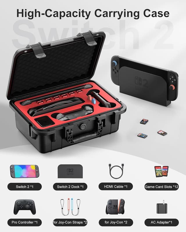 Detalle 2 de Nintendo Switch 2 Hartschalen-Tasche 1 IP67 wasserdicht