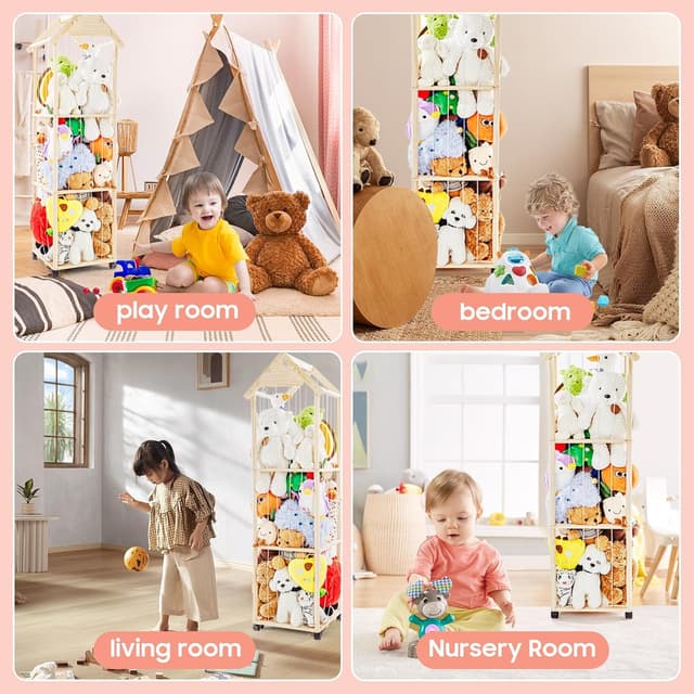 Detalle 1 de Solid Wood Soft Toy Storage 150cm