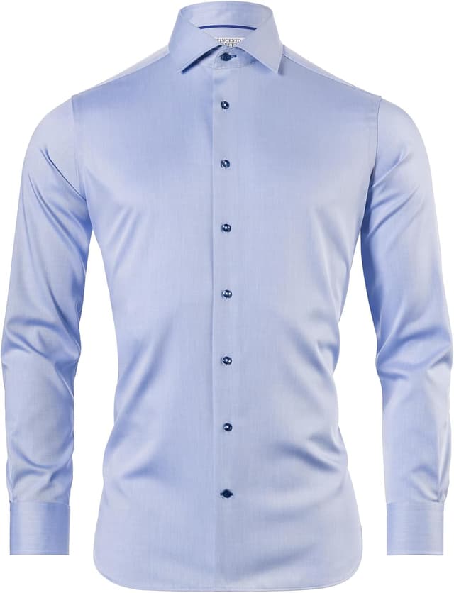 Detalle de Vincenzo Boretti Chemise slim-fit à taille cintrée en sergé, infroissable
