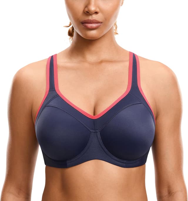 Detalle 2 de SYROKAN Damen Sport-BH mit Bügel, Push-up und Ringerrücken – starker Halt für Fitness & Joggen