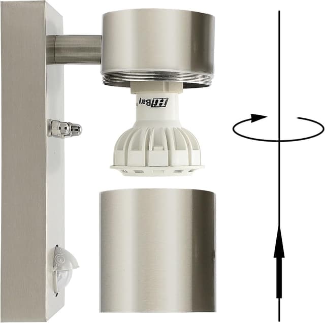 Thumbnail 6 de HiBay 1x Motion Sensor Outdoor Wall Light (PIR) – IP44 stainless steel security lighting with GU10 LED