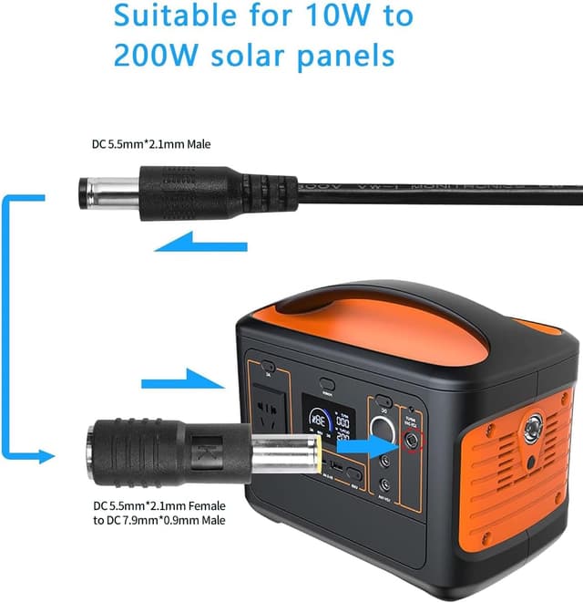 Detalle de Tonton 4er-Set DC-Solarstecker-Adapter: DC 8 mm auf DC 5,5×2,1 mm und zurück (DC7909) für Solargenerator & Powerstation