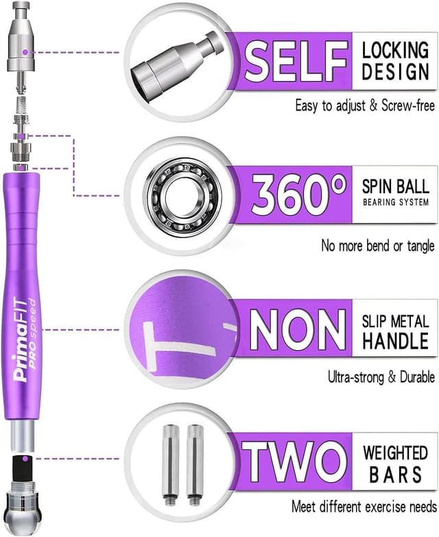 Detalle de PrimaFIT Pro Speed Corde à sauter lestée réglable en aluminium (crossfit, HIIT, boxe)