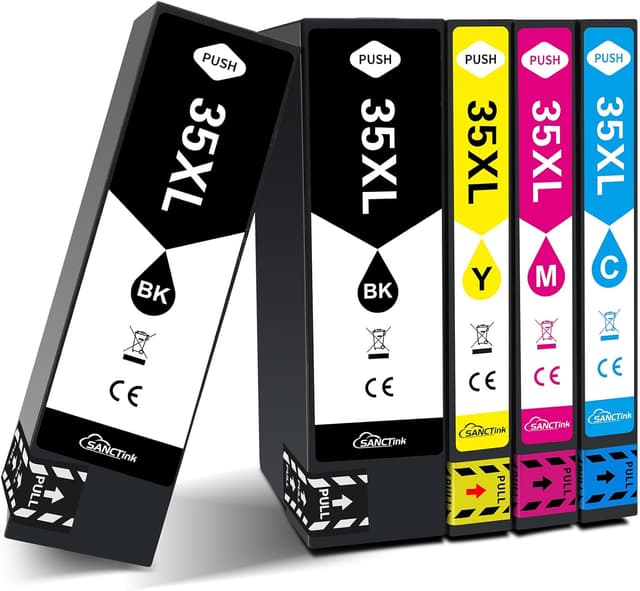 Detalle de SANCTink lot de cartouches compatibles Epson 35XL (2 Noir, 1 Cyan, 1 Magenta, 1 Jaune)