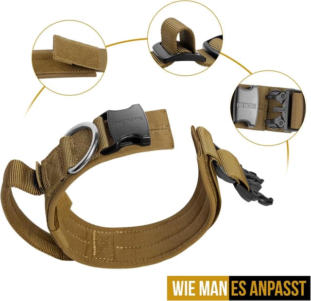 Detalle de OneTigris collare per cani con fibbia in metallo, marrone (taglia M)