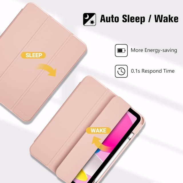 Detalle 2 de ProCase Hülle für iPad 10. & 11. Generation (2022/2025) mit Stifthalter und Smart Cover – Rose Gold