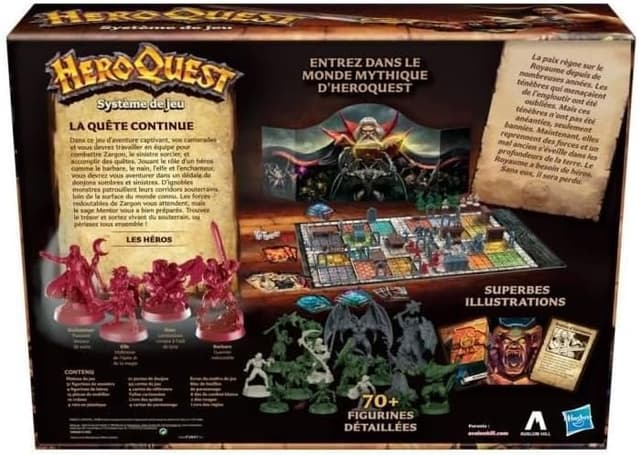 Detalle 1 de HeroQuest Avalon Hill – Jeu de société coopératif d’aventures façon donjon (2 à 5 joueurs) noir/argenté