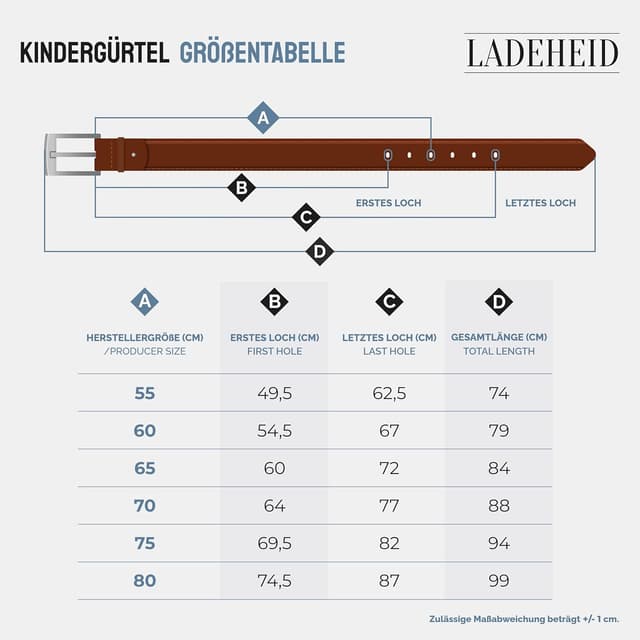 Thumbnail 5 de Ladeheid K1D5 cinturón cuero niños 2,5 cm