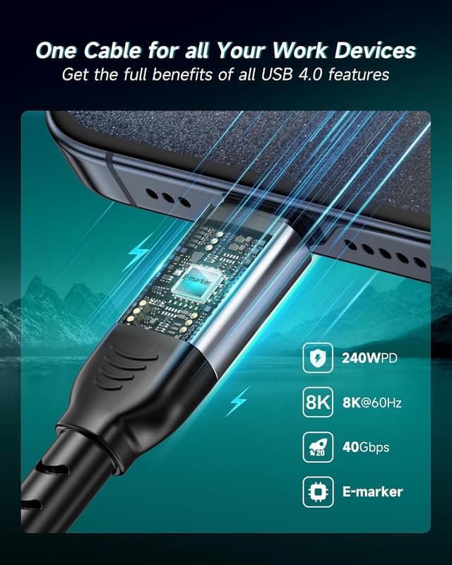 Detalle 2 de RAVIAD USB4 Thunderbolt 4 Kabel 1 m