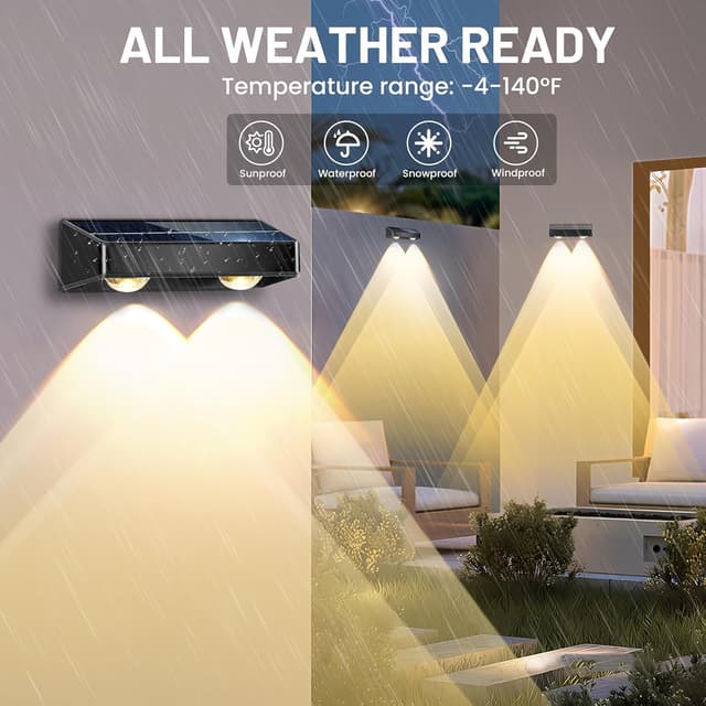 Detalle 2 de Onussunier Solar Fence Lights 9-Colour & Colour Changing RGB (IP65) – 8 Pack