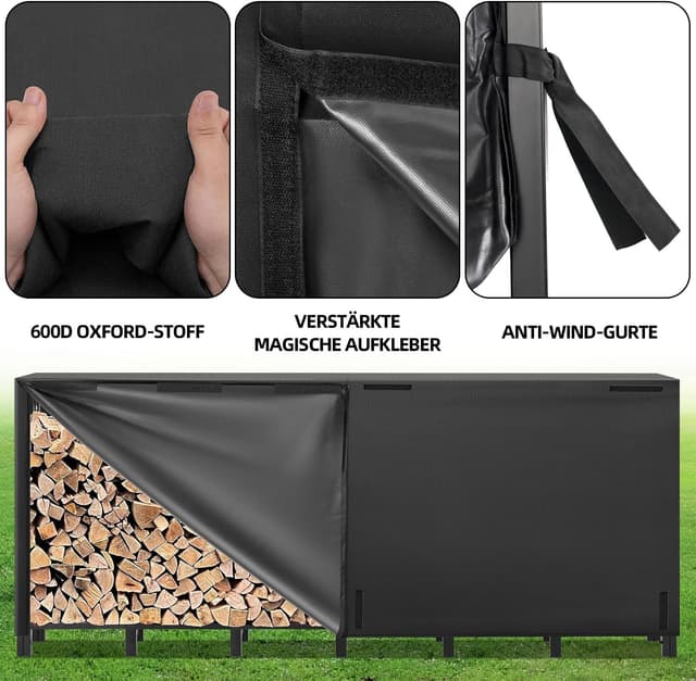 Detalle 2 de Kendane Kaminholzregal 8FT 242x39,5x100 cm