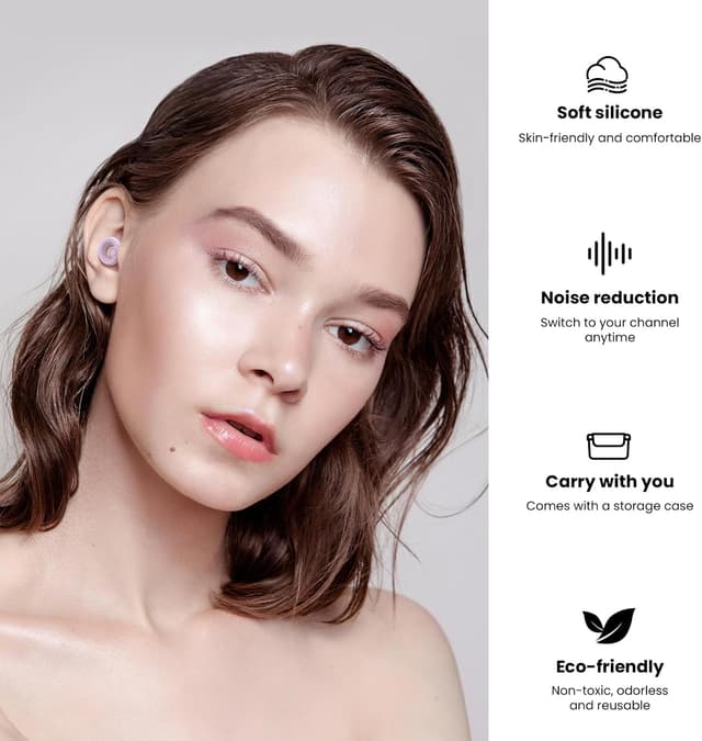 Detalle de Jayine reusable silicone concert & sleep ear plugs (SNR 30dB) with removable tips in XS/S/M/L – Purple