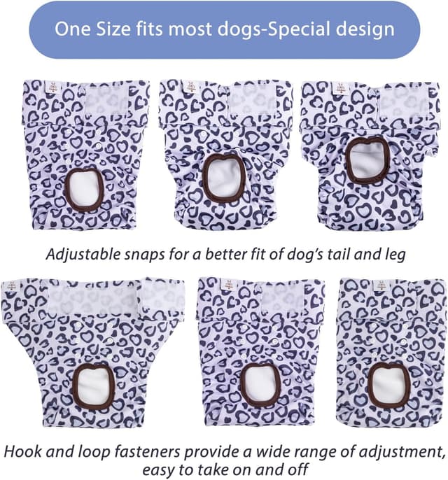 Detalle 2 de CuteBone 3er Set Leopard: wiederverwendbare Hundewindeln (Größe XS) für Hündchen D54M-DE