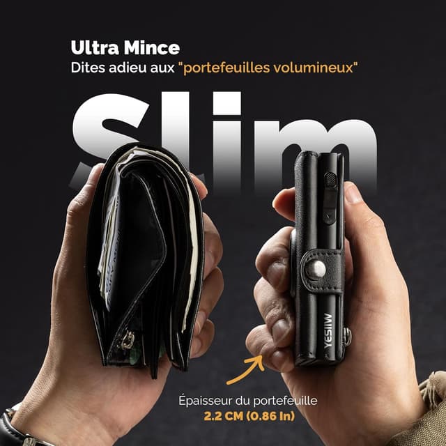 Thumbnail 3 de YESIIW Airtag Porte Carte Slim RFID Noir