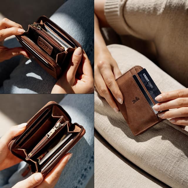 Thumbnail 6 de Berliner Bags Elsa Petit Portefeuille en cuir marron avec protection RFID, format compact