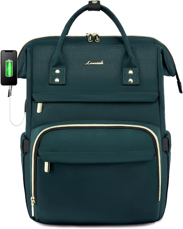 Thumbnail 6 de LOVEVOOK Damen-Rucksack Schulrucksack mit wasserdichtem Canvas, 15,6-Zoll-Laptopfach und Ladeanschluss – Dunkelgrau