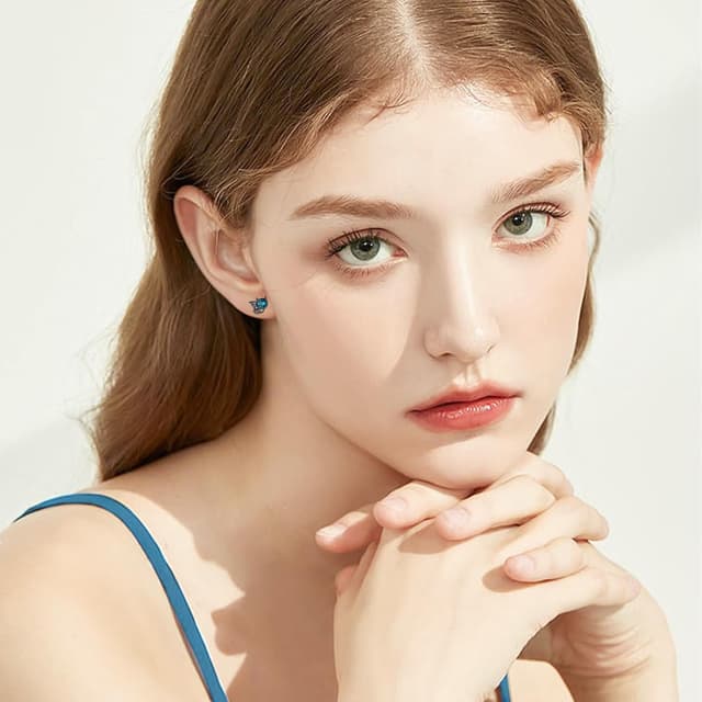 Detalle de SOESON Engel & Teufel Ohrstecker aus 925 Sterling Silber mit Mondstein-Optik und Zirkonia