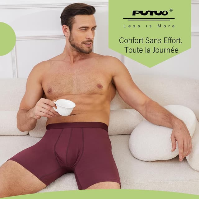 Thumbnail 6 de PUTUO Boxers Homme Longs en Bambou Lot de 6