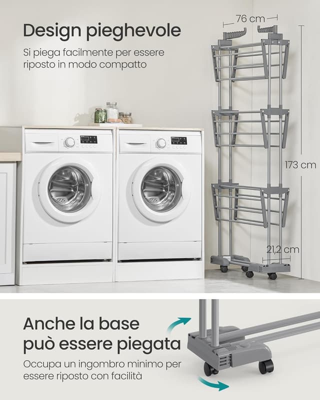 Detalle 2 de SONGMICS Stendibiancheria 4 livelli 41 kg