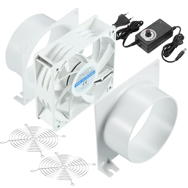 Detalle de DC12V Rohrventilator (Axiallüfter) mit 0–100% PWM-Regler, passend für ⌀100 mm Schlauch