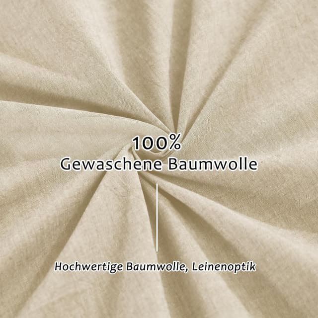 Detalle de TOCOMOA Kissenbezug 40x40 cm im 2er-Set – 100% gewaschene Baumwolle, Oeko-TEX zertifiziert, Leinenoptik