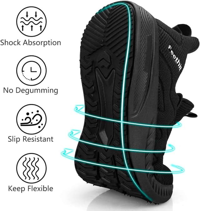 Detalle 2 de Feethit Mens Non Slip Walking Sneakers — Slip-On Athletic Shoes