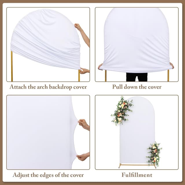 Thumbnail 6 de Toolterritary Metal Arch Backdrop Stand and Cover Set (2-Pack) for Wedding, Parties, Baby Shower, and More