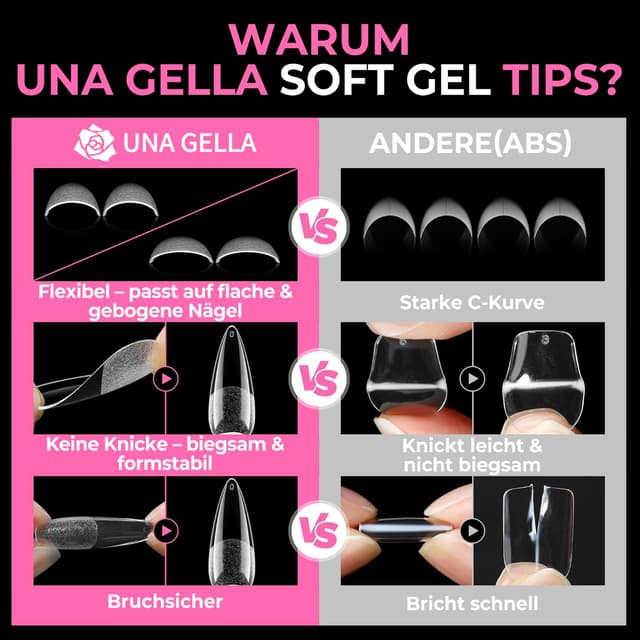 Detalle 2 de UNA GELLA Stiletto Nail Tips 216 Stück