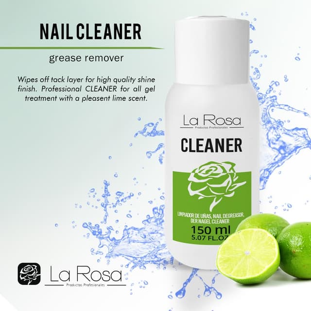 Detalle de LaRosa Nail CLEANER 150 ml – Nagelreiniger & Entfetter für Nagellack und Gelnägel (Ethylalkohol, mit Zitronenduft)